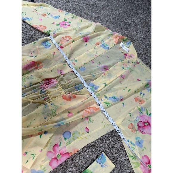 Vintage Victoria’s Secret Sheer Open Robe Yellow Floral Print Delicate Womens OS - Picture 11 of 11